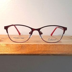 NEW prescription-ready Eyeglass Frame burgundy STAINLESS STEEL youth small adult